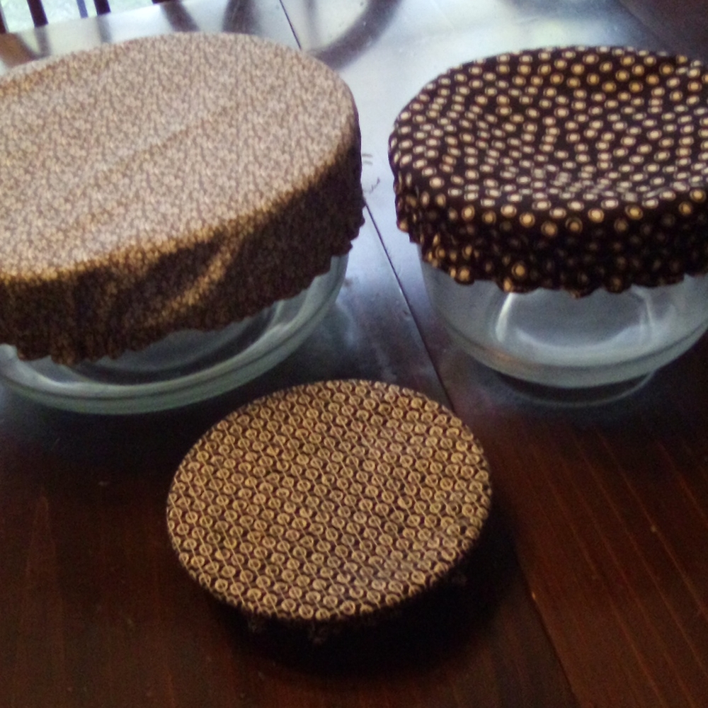Homemade bowl covers bowls not for sale